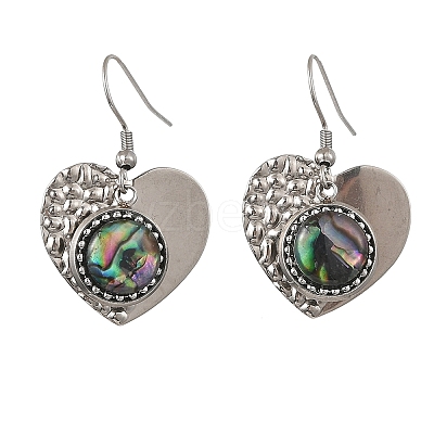 Paua Shell and 304 Stainless Steel Dangle Earrings EJEW-JE07471-02-1