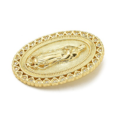 Virgin Mary Theme Rack Plating Brass Micro Pave Clear Cubic Zirconia Pendants KK-Z067-06G-05-1