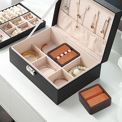 Square Imitation Leather with Fibre Cloth Loose Diamond Jewelry Display Case ODIS-WH0038-23A-1