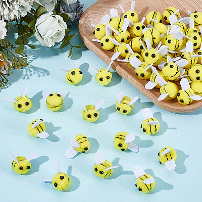 60Pcs Bees Polyester Wool Pom Pom Ball DIY-CY0003-29-1
