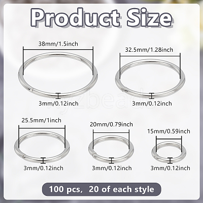 100Pcs 5 Styles Iron Linking Ring IFIN-GO0001-04-1
