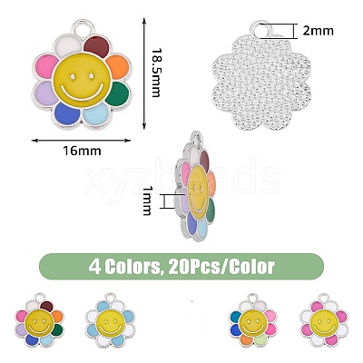 80Pcs 4 Colors Alloy Enamel Charms FIND-DC0003-44-1