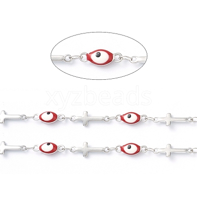 304 Stainless Steel Enamel Link Chains STAS-H145-12P-1