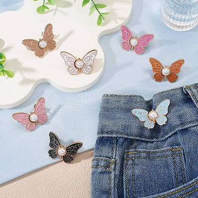 7 Pairs 7 Colors Butterfly Shape Alloy Enamel Adjustable Jean Button Pins FIND-TA0008-80-1
