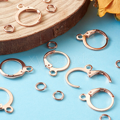 Brass Leverback Earring Findings KK-TA0007-89RG-1
