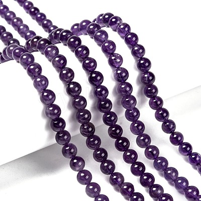 Natural Amethyst Round Bead Strands X-G-M304-18-6mm-1