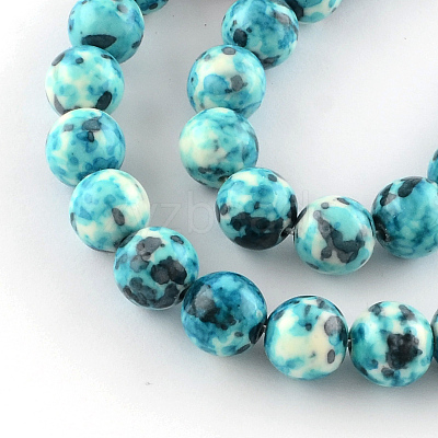 Dyed Natural Ocean White Jade Round Bead Strands G-R295-8mm-04-1