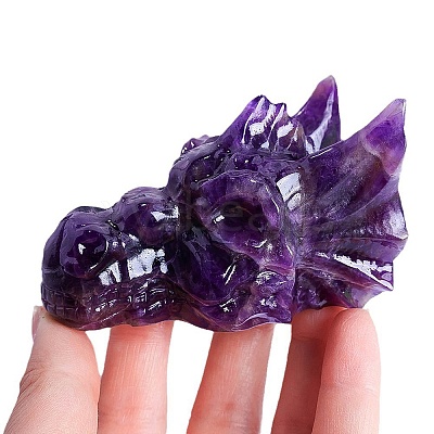 Natural Amethyst Carved Dragon Head Figurines PW-WGCF919-06-1