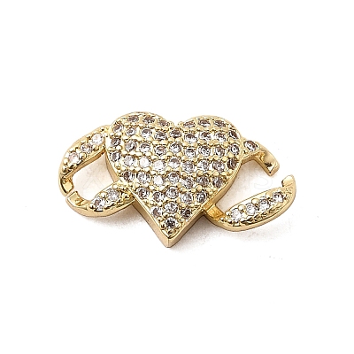 Brass Micro Pave Clear Cubic Zirconia Connector Charms KK-A266-09E-G-1