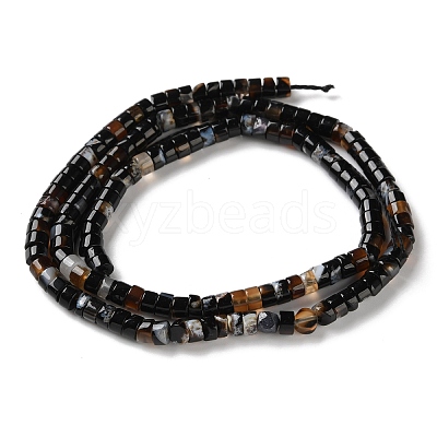 Natural Black Flower Agate Beads Strands G-H230-95-1