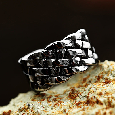 Knitted Textured 304 Stainless Steel Finger Rings FS-WG9203F-12-1