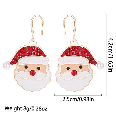 Christmas Alloy Enamel & Rhinestone & Plastic Pearl Stud Dangle Earrings FS-WG10992-18-1