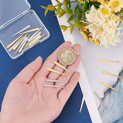 20Pcs 2 Colors 201 Stainless Steel Pendants STAS-UN0033-07-1