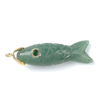 Natural Green Aventurine Carved Pendants X-G-P599-07G-06-1