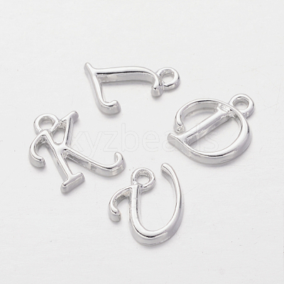 Silver Color Plated Alloy Letter Pendants PALLOY-J718-01S-1