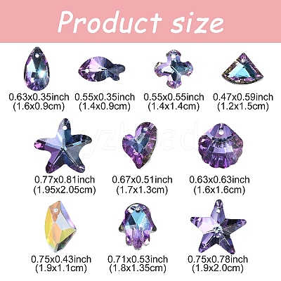 49Pcs 10 Style Electroplate Glass Charms GLAA-YW0003-48-1