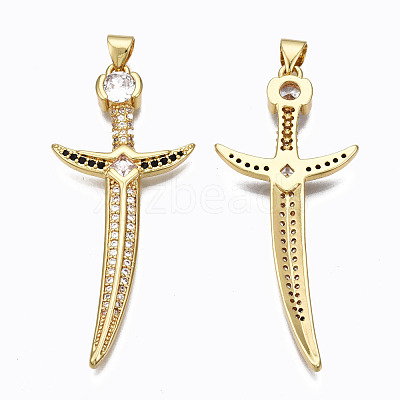 Brass Micro Pave Clear Cubic clear Zirconia Pendants ZIRC-N039-155-NF-1