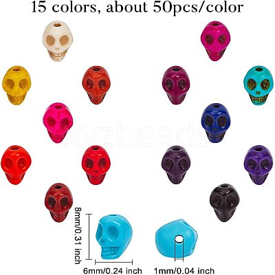 15 Colors Dyed Synthetic Turquoise Beads G-GA0001-02-1