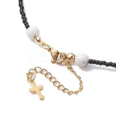 Glass Seed Pendant Necklaces for Women NJEW-MZ00031-01-1