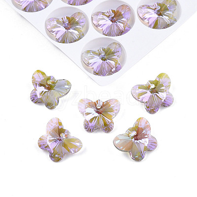 Electroplated Glass Charms EGLA-N006-057-1