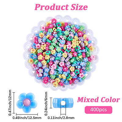 400Pcs Two Tone Opaque Acrylic Beads SACR-PA0001-19-1