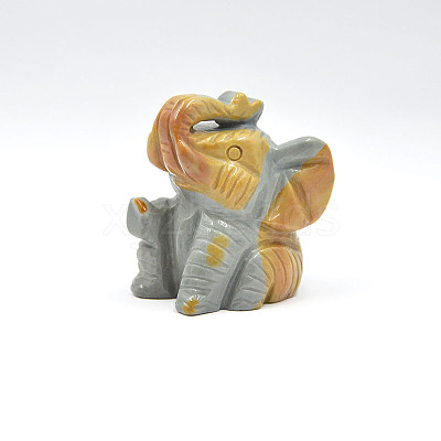 Natural Imperial Jasper Carved Healing Elephant Figurines ELEP-PW0001-55A-1