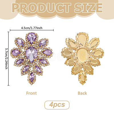 4Pcs Teardrop Shape Hotfix Rhinestone PATC-FG0002-25C-1