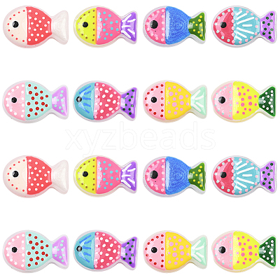 16Pcs 8 Colors Painted Glass Beads LAMP-PA0001-38-1