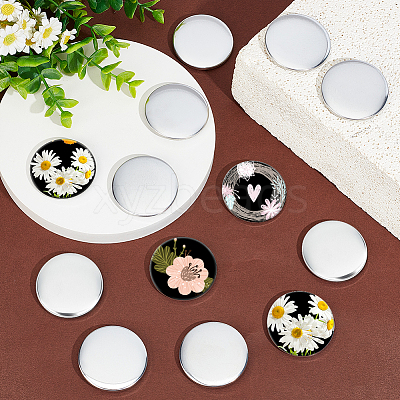 Flat Round Blank Badge Button Parts DIY-WH0430-387A-1