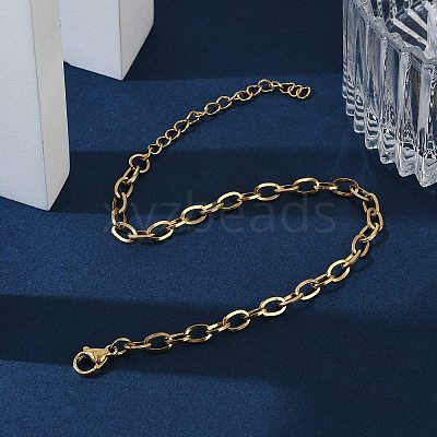 PVD Vacuum Plating 304 Stainless Steel Cable Chain Bracelet for Men Women BJEW-E031-05C-G-1