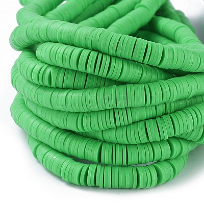 Flat Round Handmade Polymer Clay Beads CLAY-R067-8.0mm-08-1