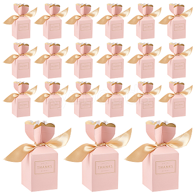 Wedding Paper Candy Gift Packaging Boxes with Polyester Ribbon CON-WH0105-07-1
