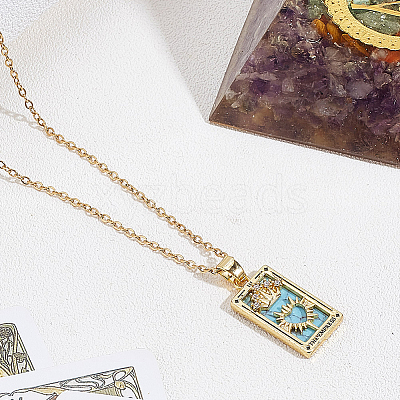 Brass with Cubic Zirconia Pendants Necklaces NJEW-LP0001-45F-G-1