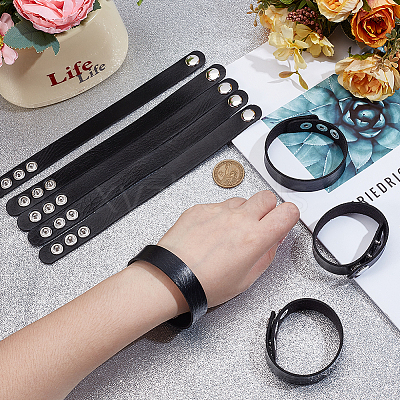 15Pcs Imitation Leather Simple Plain Cord Bracelet with Alloy Buckles BJEW-ME0001-06B-1