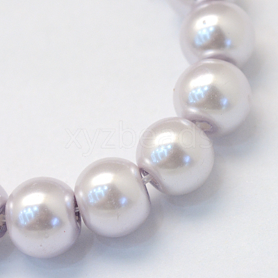 Baking Paint Pearlized Glass Pearl Round Bead Strands X-HY-Q003-10mm-25-1
