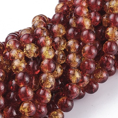 1Strand Two Tone Transparent Crackle Glass Round Beads Strands X-CCG-Q002-8mm-10-1