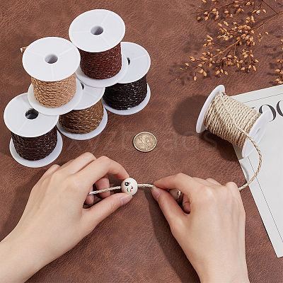 6 Rolls 6 Colors Imitation Leather Braided Cord WL-PH0004-24-1