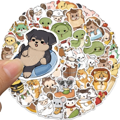 60Pcs PVC Waterproof Zodiac Signs Stickers PW-WG68C3E-01-1