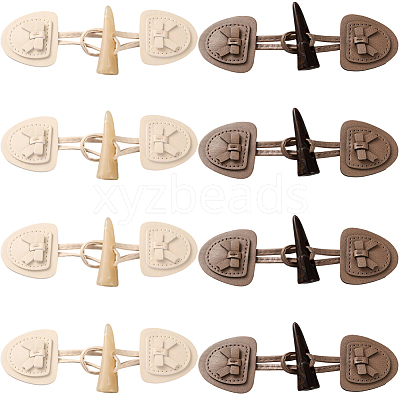8Pairs 2 Colors PU Leather with Resin Scarf Ring Buckles FIND-CY0001-36-1