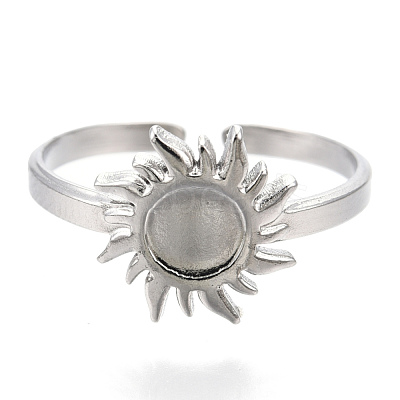 Non-Tarnish 304 Stainless Steel Sun Cuff Rings RJEW-N038-116P-1