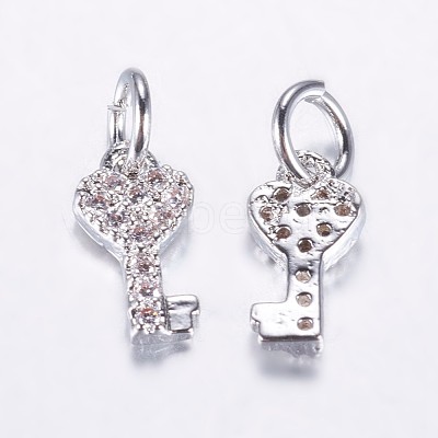 Long-Lasting Plated Brass Micro Pave Cubic Zirconia Charms X-ZIRC-F069-48P-1