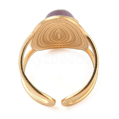Oval Natural Amethyst Finger Rings RJEW-Z057-14G-03-1