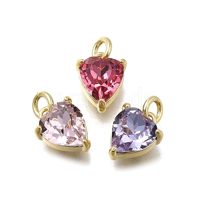 Heart Brass with Glass Charms KK-G525-07G-1