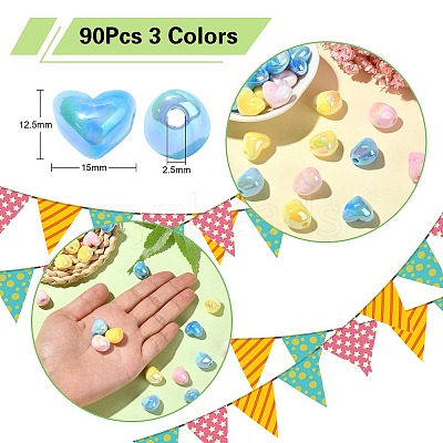90Pcs 3 Colors UV Plating Opaque Rainbow Iridescent Acrylic Beads PACR-CJ0001-32-1