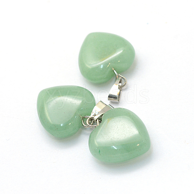 Heart Natural Green Aventurine Pendants X-G-Q371-08-1