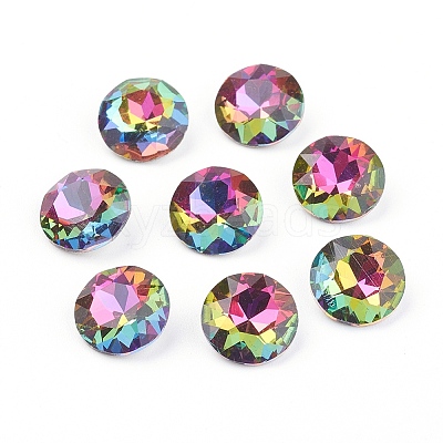 Pointed Back & Back Plated Glass Rhinestone Cabochons LS-RGLA-J012-10mm-001VO-1