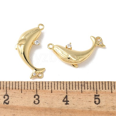 Brass Micro Pave Clear Cubic Zirconia Connector Charms KK-Q031-11G-1