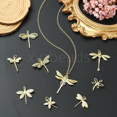 9Pcs 9 Styles Brass with Cubic Zirconia Pendants KK-CJ0003-33-1