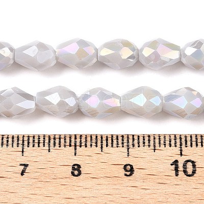 Opaque Solid Color Electroplate Glass Beads Strands EGLA-N013-P6mm-B05-1