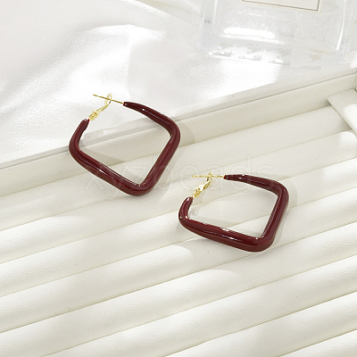 Brass Rhombus Hoop Earrings EJEW-A121-12D-G-1